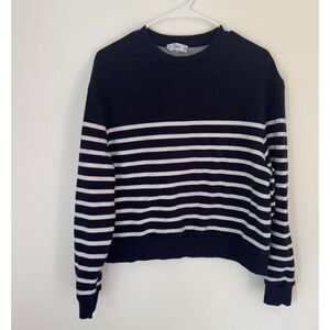 Navy blue white striped sweater